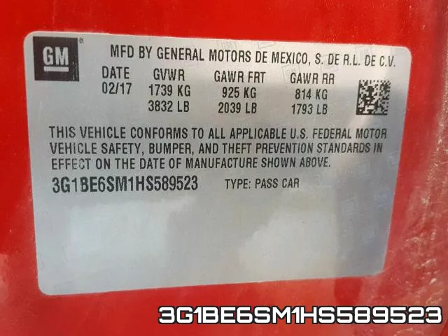 3G1BE6SM1HS589523 фото 2