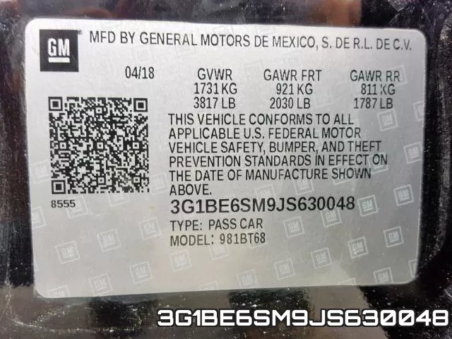 3G1BE6SM9JS630048 фото 2
