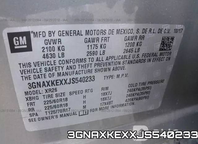 3GNAXKEXXJS540233 фото 10