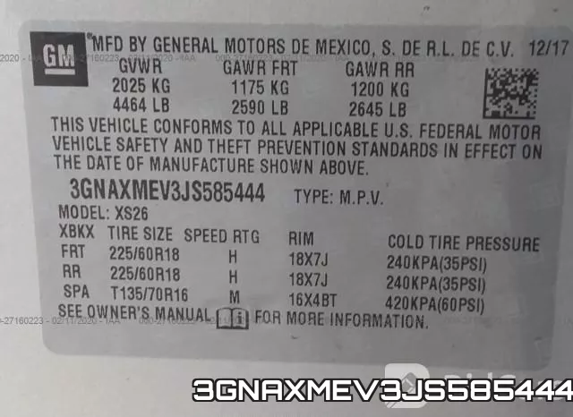 3GNAXMEV3JS585444 фото 10