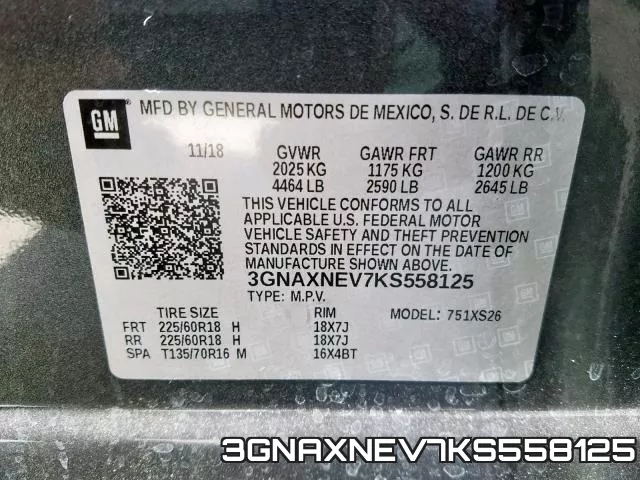 3GNAXNEV7KS558125 фото 2