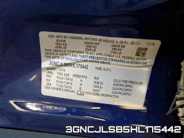 3GNCJLSB5HL175442 фото 2