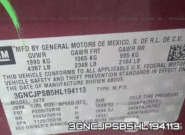 3GNCJPSB5HL194113 фото 10