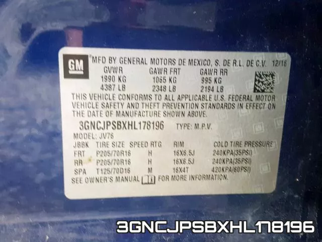 3GNCJPSBXHL178196 фото 2