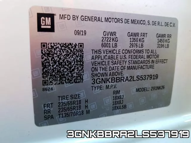 3GNKBBRA2LS537919 фото 2