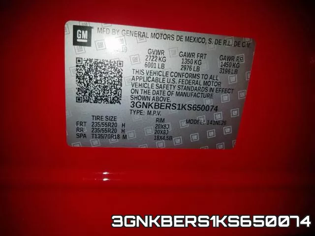 3GNKBERS1KS650074 фото 2
