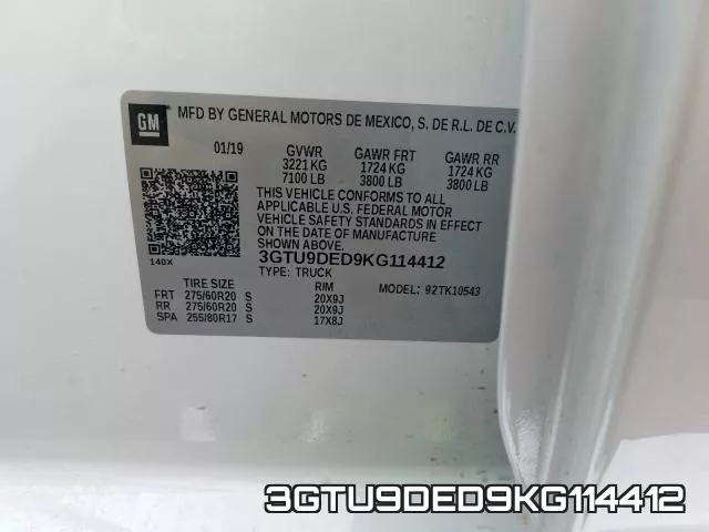 3GTU9DED9KG114412 фото 2