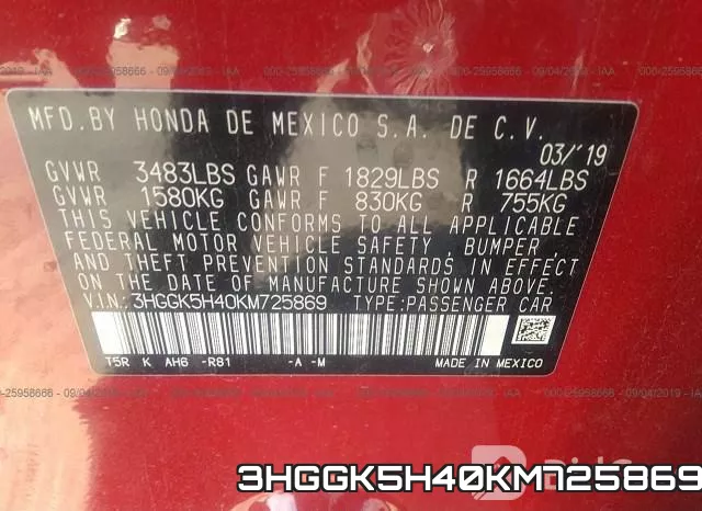 3HGGK5H40KM725869 фото 10