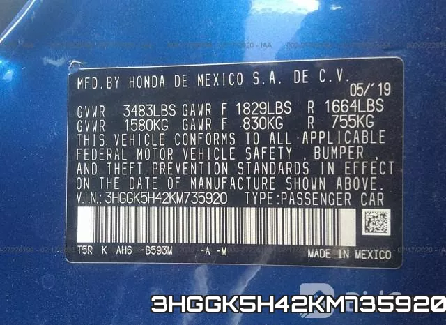 3HGGK5H42KM735920 фото 10