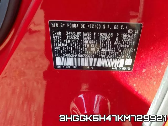 3HGGK5H47KM729921 фото 2