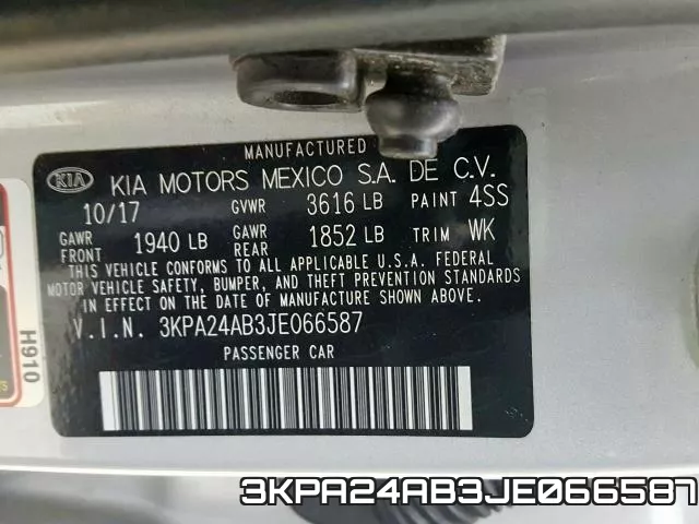 3KPA24AB3JE066587 фото 2