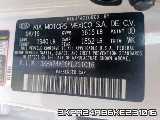 3KPA24AB6KE231016 фото 2