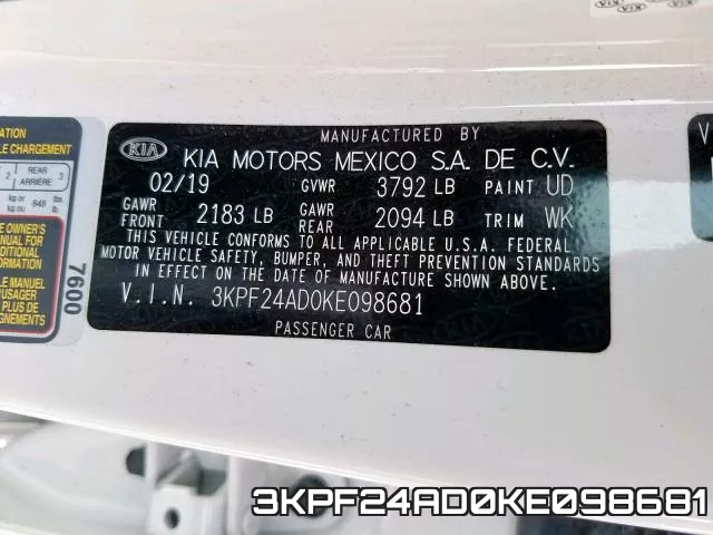 3KPF24AD0KE098681 фото 2