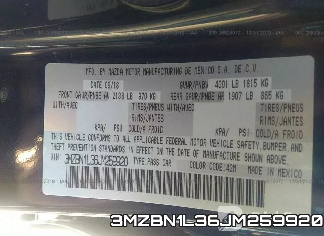 3MZBN1L36JM259920 фото 10