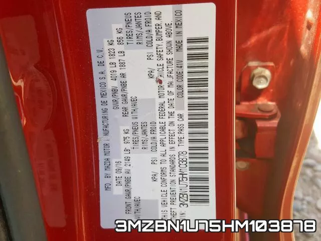 3MZBN1U75HM103878 фото 2