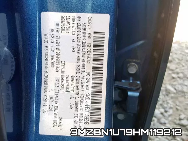 3MZBN1U79HM119212 фото 2