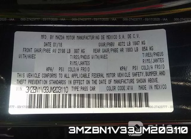 3MZBN1V33JM203110 фото 10