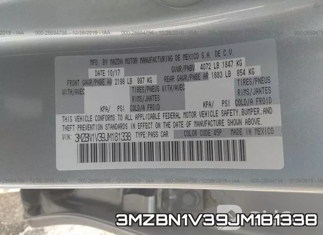 3MZBN1V39JM181338 фото 10