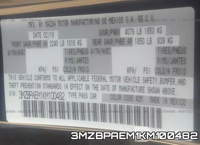 3MZBPAEM1KM100482 фото 10