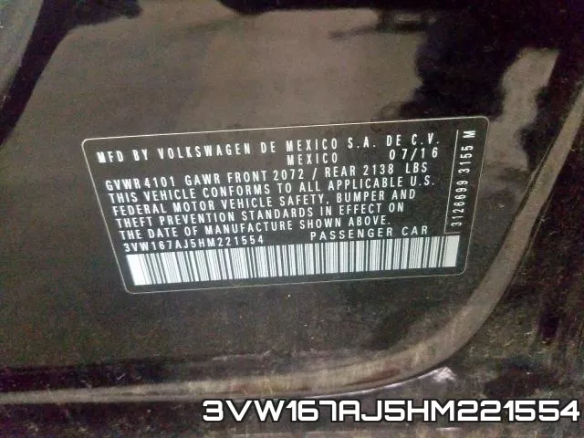 3VW167AJ5HM221554 фото 2