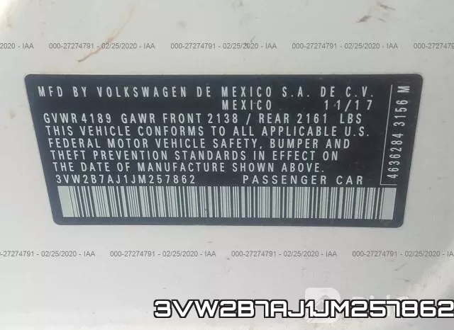 3VW2B7AJ1JM257862 фото 10