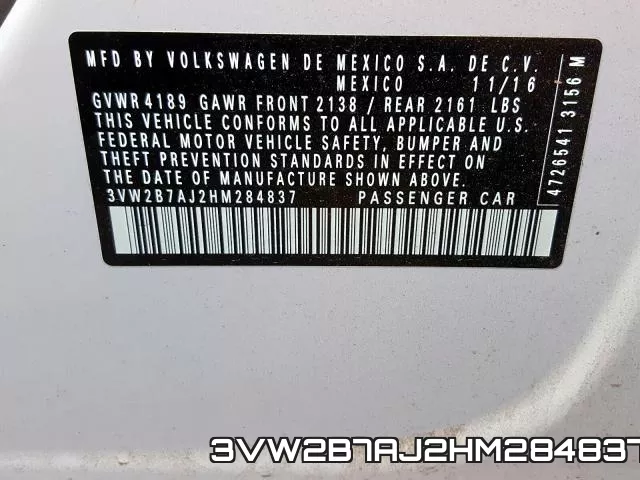 3VW2B7AJ2HM284837 фото 2