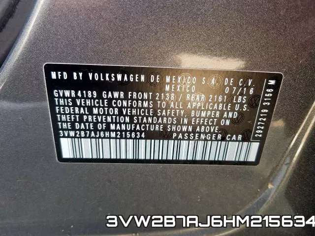 3VW2B7AJ6HM215634 фото 2