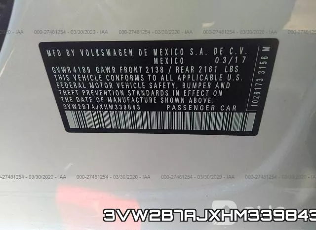 3VW2B7AJXHM339843 фото 10