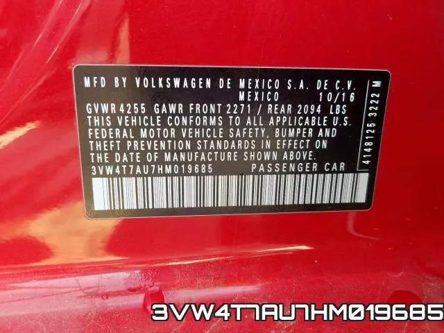 3VW4T7AU7HM019685 фото 2
