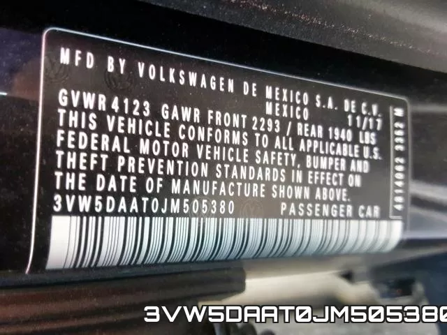 3VW5DAAT0JM505380 фото 2