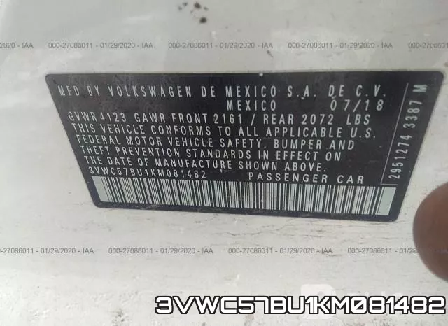 3VWC57BU1KM081482 фото 10