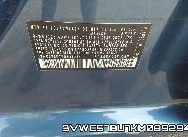 3VWC57BU7KM089294 фото 10
