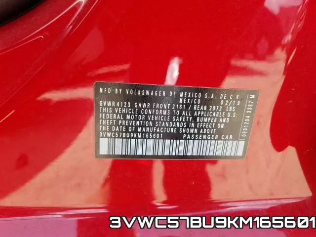 3VWC57BU9KM165601 фото 2