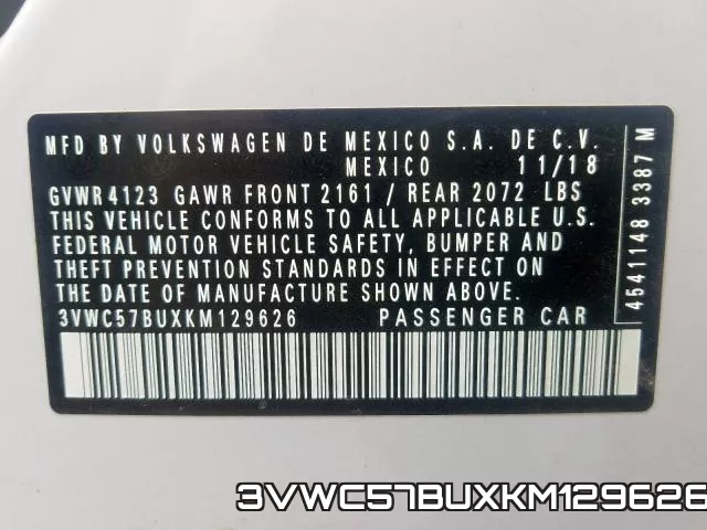 3VWC57BUXKM129626 фото 2