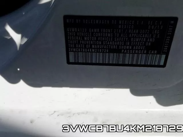 3VWCB7BU4KM218729 фото 2