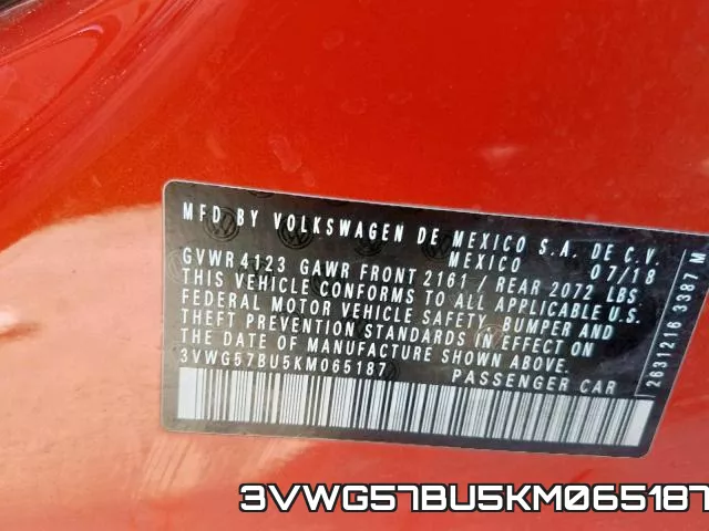 3VWG57BU5KM065187 фото 2