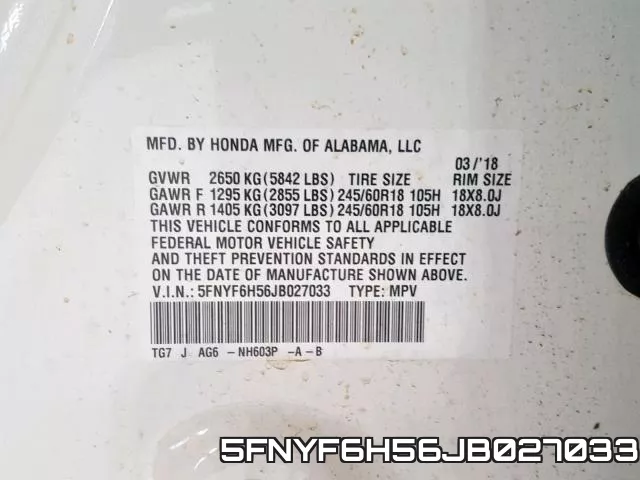 5FNYF6H56JB027033 фото 2