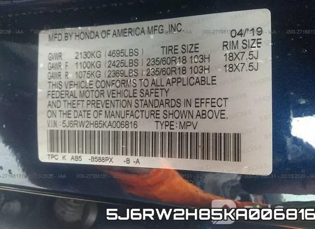5J6RW2H85KA006816 фото 10