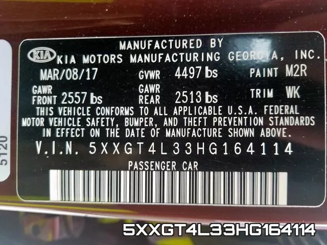 5XXGT4L33HG164114 фото 2