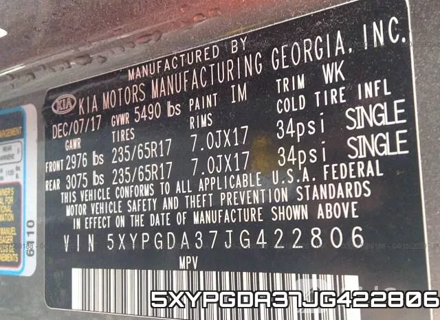 5XYPGDA37JG422806 фото 10
