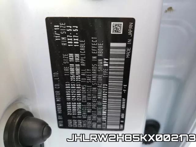 JHLRW2H85KX002173 фото 2
