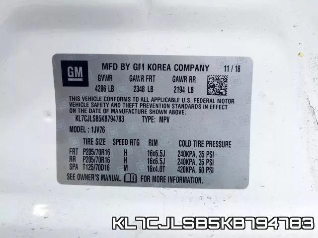 KL7CJLSB5KB794783 фото 2
