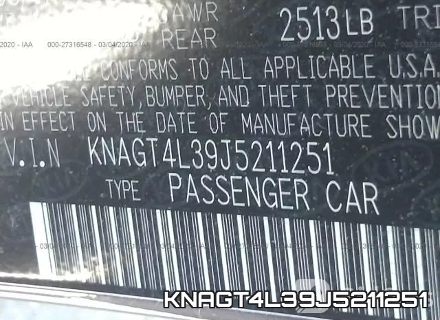 KNAGT4L39J5211251 фото 10