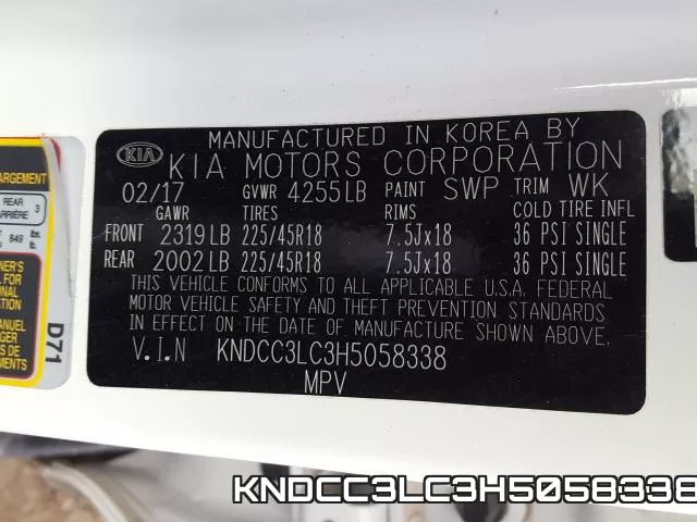 KNDCC3LC3H5058338 фото 2