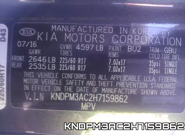 KNDPM3AC2H7159862 фото 10