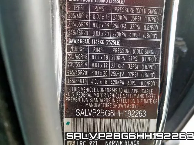 SALVP2BG6HH192263 фото 2