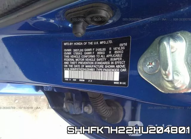 SHHFK7H22HU204801 фото 10