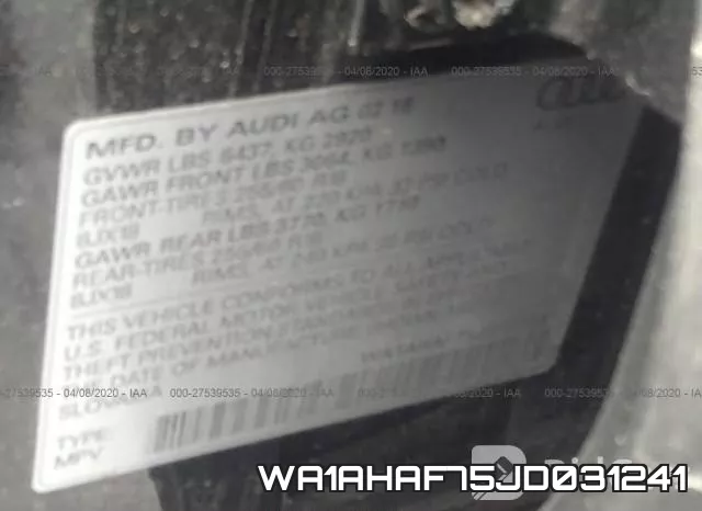 WA1AHAF75JD031241 фото 10