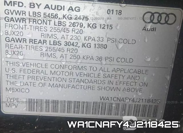 WA1CNAFY4J2118425 фото 10