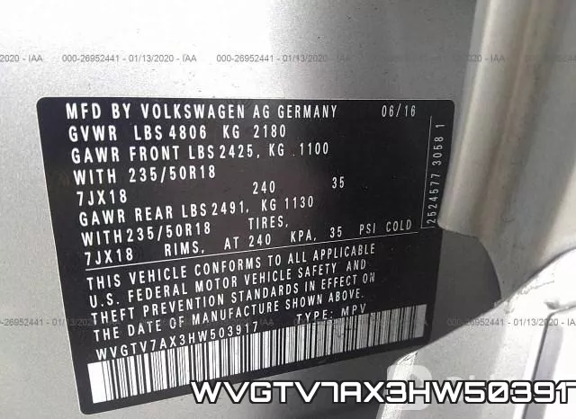 WVGTV7AX3HW503917 фото 10